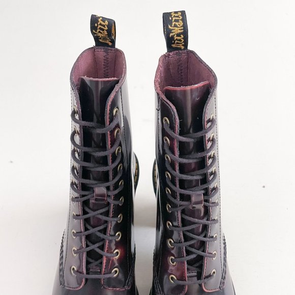 Dr. Martens Red Heeled Kendra Boots Women's Size 7 Arcadia Leather Platform - Picture 4 of 12